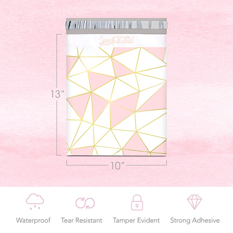 Pack It Chic - 10X13 (100 Pack) Mosaic Triangle Poly Mailer Envelope Plastic Custom Mailing & Shipping Bags - Self Seal - Image 2